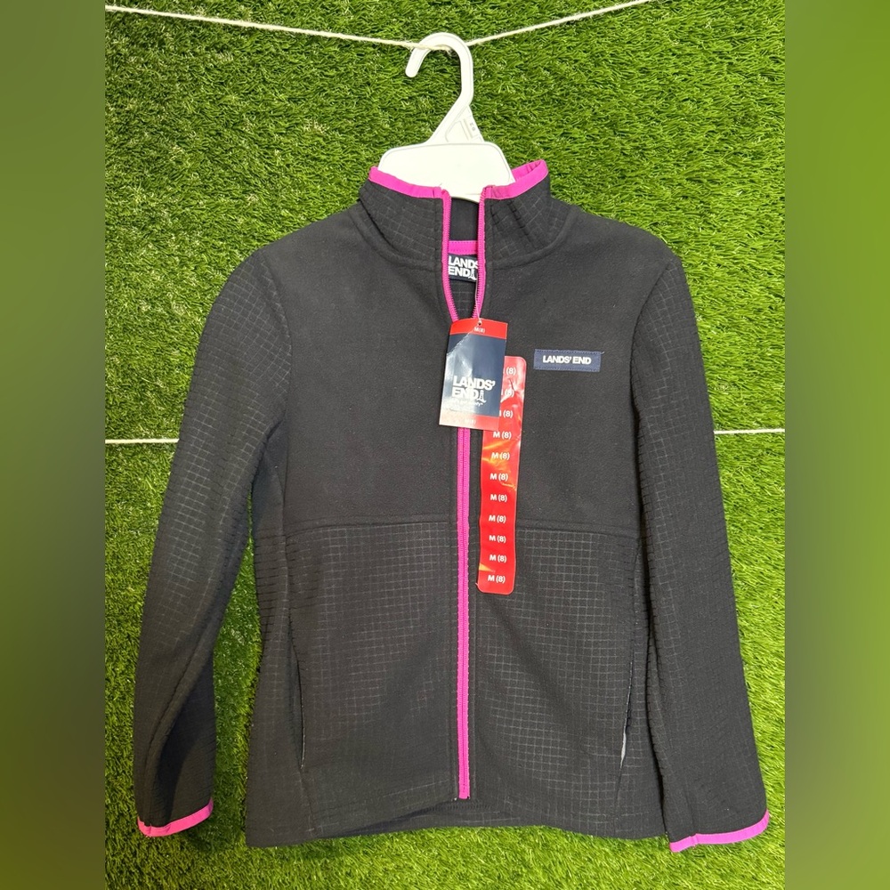 Youth M (8) Lands’ End Long Sleeve Full Zip Grid Fleece Jacket